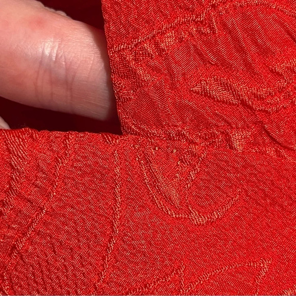 Stella McCartney jacquard red silk romper belted with padded shoulders - Picture 9 of 12